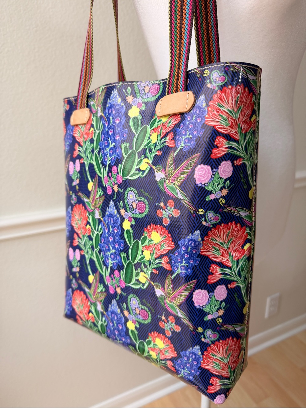 Consuela Bonnie Everyday Tote Print Floral Hummingbird Shoulder Bag Boho Ranch - Picture 3 of 11